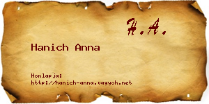 Hanich Anna névjegykártya